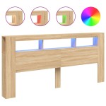vidaXL Tăblie de pat cu LED, stejar sonoma, 220x18,5x103,5 cm, lemn