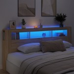 vidaXL Tăblie de pat cu LED, stejar sonoma, 220x18,5x103,5 cm, lemn