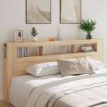 vidaXL Tăblie de pat cu LED, stejar sonoma, 220x18,5x103,5 cm, lemn
