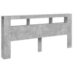 vidaXL Tăblie de pat cu LED, gri beton, 220x18,5x103,5 cm, lemn
