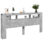 vidaXL Tăblie de pat cu LED, gri beton, 220x18,5x103,5 cm, lemn