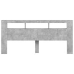 vidaXL Tăblie de pat cu LED, gri beton, 220x18,5x103,5 cm, lemn