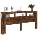 vidaXL Tăblie de pat cu LED, stejar fumuriu, 220x18,5x103,5 cm, lemn