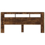 vidaXL Tăblie de pat cu LED, stejar fumuriu, 220x18,5x103,5 cm, lemn