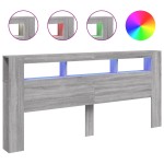 vidaXL Tăblie de pat cu LED, gri sonoma, 220x18,5x103,5 cm, lemn vidaXL Tăblie de pat cu LED, gri sonoma, 220x18,5x103,5 cm, lemn