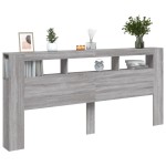 vidaXL Tăblie de pat cu LED, gri sonoma, 220x18,5x103,5 cm, lemn vidaXL Tăblie de pat cu LED, gri sonoma, 220x18,5x103,5 cm, lemn