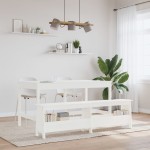 vidaXL Bancă de hol, alb, 160x28x45 cm, lemn masiv de pin
