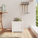 vidaXL Jardinieră de grădină, 31x31x31 cm, alb lemn masiv de pin vidaXL Jardinieră de grădină, 31x31x31 cm, alb lemn masiv de pin