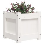 vidaXL Jardiniere de grădină, 2 buc., alb, lemn masiv de pin