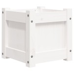 vidaXL Jardiniere de grădină, 2 buc., alb, lemn masiv de pin