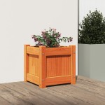 vidaXL Jardinieră de grădină, maro ceruit, 31x31x31 cm, lemn masiv pin