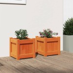 vidaXL Jardiniere de grădină, 2 buc., maro ceruit, lemn masiv de pin vidaXL Jardiniere de grădină, 2 buc., maro ceruit, lemn masiv de pin