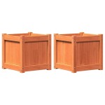 vidaXL Jardiniere de grădină, 2 buc., maro ceruit, lemn masiv de pin vidaXL Jardiniere de grădină, 2 buc., maro ceruit, lemn masiv de pin