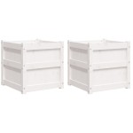 vidaXL Jardiniere de grădină, 2 buc., alb, lemn masiv de pin vidaXL Jardiniere de grădină, 2 buc., alb, lemn masiv de pin