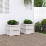 vidaXL Jardiniere de grădină, 2 buc., alb, lemn masiv de pin vidaXL Jardiniere de grădină, 2 buc., alb, lemn masiv de pin