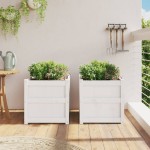 vidaXL Jardiniere de grădină, 2 buc., alb, lemn masiv de pin vidaXL Jardiniere de grădină, 2 buc., alb, lemn masiv de pin