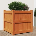 vidaXL Jardinieră de grădină, maro ceruit, 50x50x50 cm, lemn masiv pin vidaXL Jardinieră de grădină, maro ceruit, 50x50x50 cm, lemn masiv pin