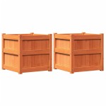 vidaXL Jardiniere de grădină, 2 buc., maro ceruit, lemn masiv de pin vidaXL Jardiniere de grădină, 2 buc., maro ceruit, lemn masiv de pin