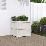 vidaXL Jardinieră de grădină, alb, 60x60x60 cm, lemn masiv de pin vidaXL Jardinieră de grădină, alb, 60x60x60 cm, lemn masiv de pin