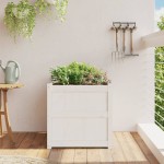 vidaXL Jardinieră de grădină, alb, 60x60x60 cm, lemn masiv de pin vidaXL Jardinieră de grădină, alb, 60x60x60 cm, lemn masiv de pin