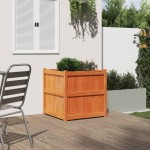 vidaXL Jardinieră de grădină, maro ceruit, 70x70x70 cm, lemn masiv pin