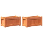 vidaXL Jardiniere de grădină, 2 buc., maro ceruit, lemn masiv de pin vidaXL Jardiniere de grădină, 2 buc., maro ceruit, lemn masiv de pin