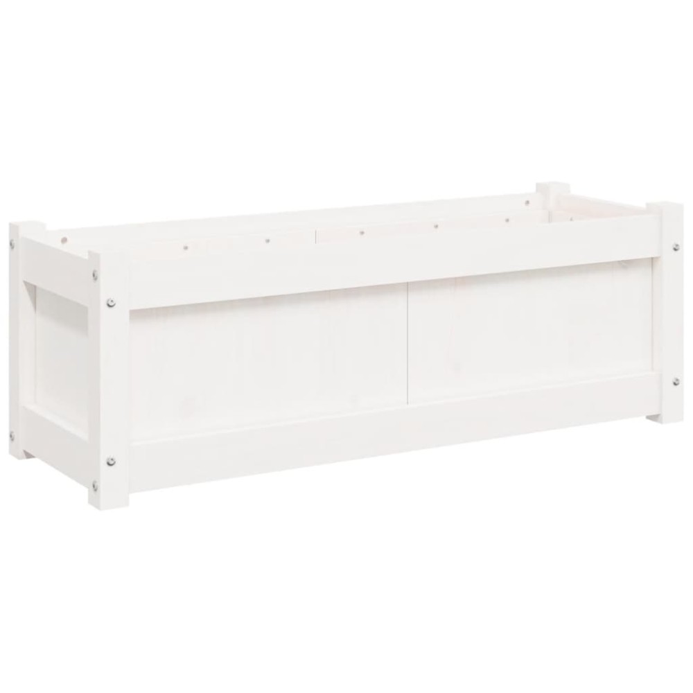 vidaXL Jardinieră de grădină, alb, 90x31x31 cm, lemn masiv de pin