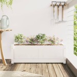 vidaXL Jardinieră de grădină, alb, 90x31x31 cm, lemn masiv de pin vidaXL Jardinieră de grădină, alb, 90x31x31 cm, lemn masiv de pin
