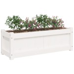 vidaXL Jardinieră de grădină, alb, 90x31x31 cm, lemn masiv de pin vidaXL Jardinieră de grădină, alb, 90x31x31 cm, lemn masiv de pin