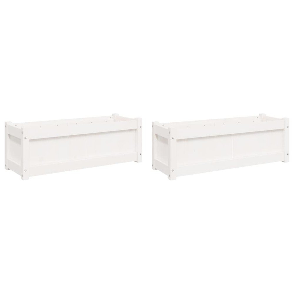 vidaXL Jardiniere de grădină, 2 buc., alb, lemn masiv de pin