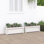 vidaXL Jardiniere de grădină, 2 buc., alb, lemn masiv de pin vidaXL Jardiniere de grădină, 2 buc., alb, lemn masiv de pin