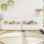 vidaXL Jardiniere de grădină, 2 buc., alb, lemn masiv de pin vidaXL Jardiniere de grădină, 2 buc., alb, lemn masiv de pin