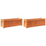 vidaXL Jardiniere de grădină, 2 buc., maro ceruit, lemn masiv de pin vidaXL Jardiniere de grădină, 2 buc., maro ceruit, lemn masiv de pin