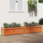 vidaXL Jardiniere de grădină, 2 buc., maro ceruit, lemn masiv de pin vidaXL Jardiniere de grădină, 2 buc., maro ceruit, lemn masiv de pin