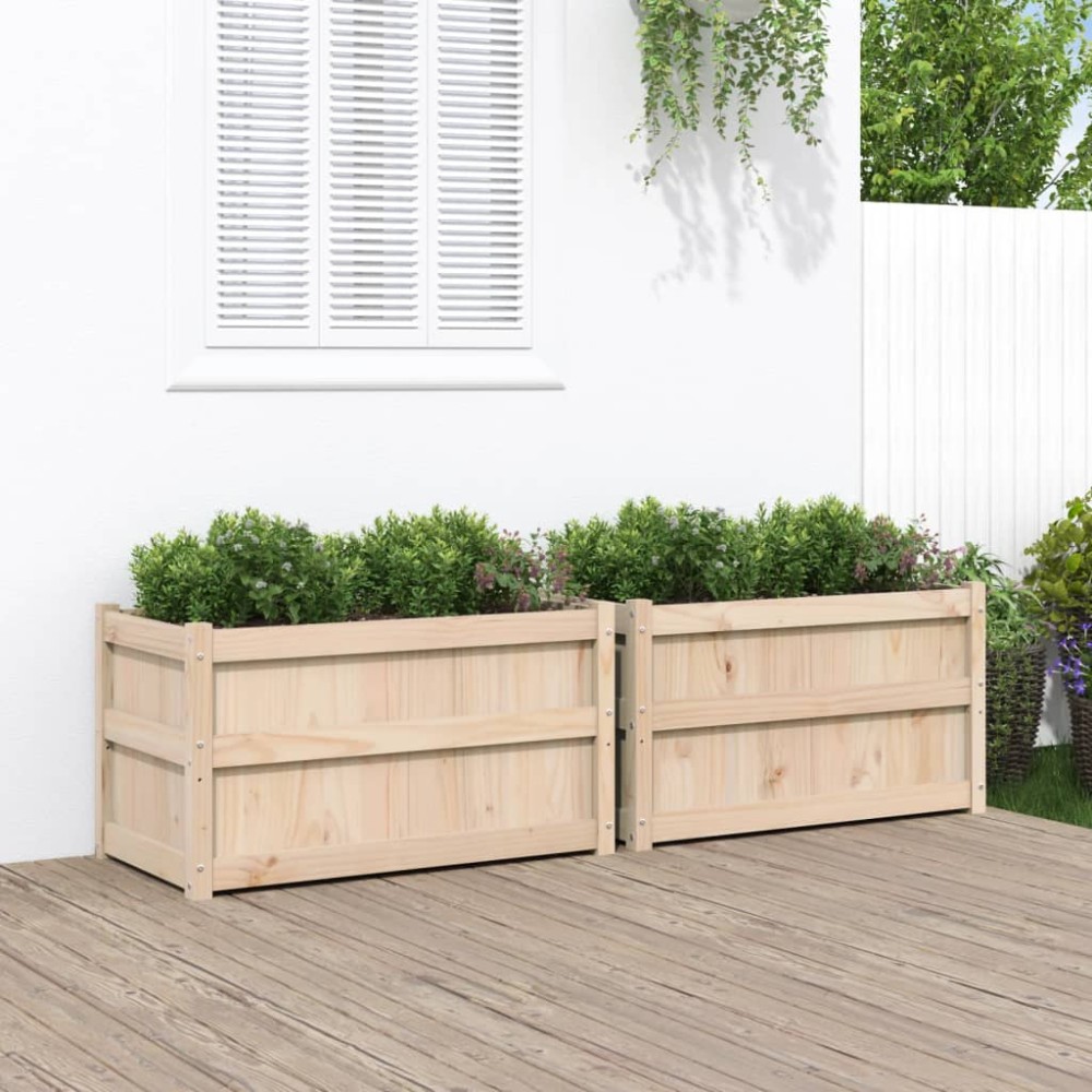 vidaXL Jardiniere de grădină, 2 buc., lemn masiv de pin
