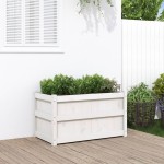 vidaXL Jardinieră de grădină, alb, 90x50x50 cm, lemn masiv de pin vidaXL Jardinieră de grădină, alb, 90x50x50 cm, lemn masiv de pin