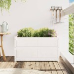 vidaXL Jardinieră de grădină, alb, 90x50x50 cm, lemn masiv de pin vidaXL Jardinieră de grădină, alb, 90x50x50 cm, lemn masiv de pin