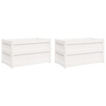 vidaXL Jardiniere de grădină, 2 buc., alb, lemn masiv de pin