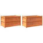 vidaXL Jardiniere de grădină, 2 buc., maro ceruit, lemn masiv de pin vidaXL Jardiniere de grădină, 2 buc., maro ceruit, lemn masiv de pin