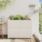 vidaXL Jardinieră de grădină, alb, 90x50x70 cm, lemn masiv de pin vidaXL Jardinieră de grădină, alb, 90x50x70 cm, lemn masiv de pin