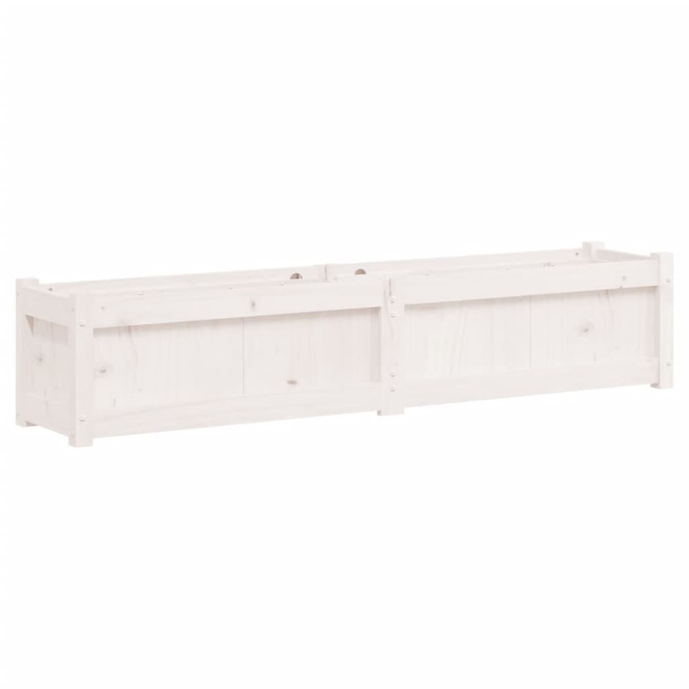 vidaXL Jardinieră de grădină, alb, 150x31x31 cm, lemn masiv de pin