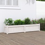 vidaXL Jardinieră de grădină, alb, 150x31x31 cm, lemn masiv de pin vidaXL Jardinieră de grădină, alb, 150x31x31 cm, lemn masiv de pin
