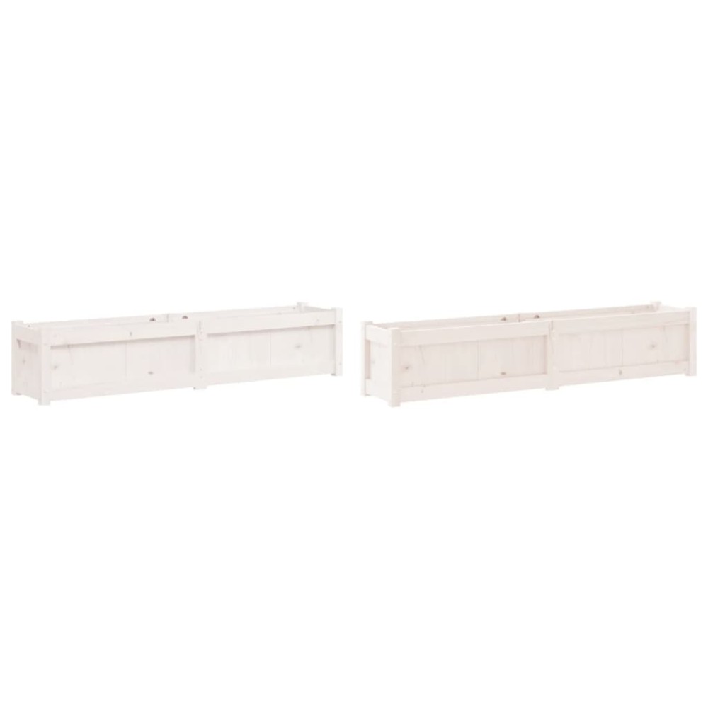 vidaXL Jardiniere de grădină, 2 buc., alb, lemn masiv de pin