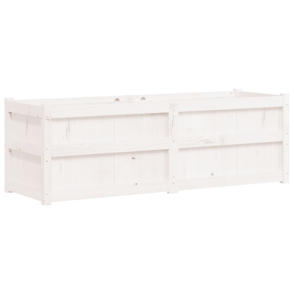 vidaXL Jardinieră de grădină, alb, 150x50x50 cm, lemn masiv de pin