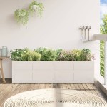 vidaXL Jardinieră de grădină, alb, 180x50x50 cm, lemn masiv de pin vidaXL Jardinieră de grădină, alb, 180x50x50 cm, lemn masiv de pin