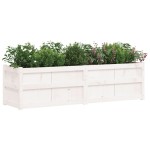 vidaXL Jardinieră de grădină, alb, 180x50x50 cm, lemn masiv de pin vidaXL Jardinieră de grădină, alb, 180x50x50 cm, lemn masiv de pin