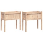 vidaXL Jardiniere de grădină cu picioare, 2 buc., lemn masiv de pin