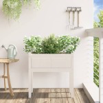 vidaXL Jardinier de grădină cu picioare, alb, 70x31x70 cm, lemn masiv
