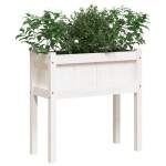 vidaXL Jardinier de grădină cu picioare, alb, 70x31x70 cm, lemn masiv