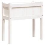 vidaXL Jardinier de grădină cu picioare, alb, 70x31x70 cm, lemn masiv